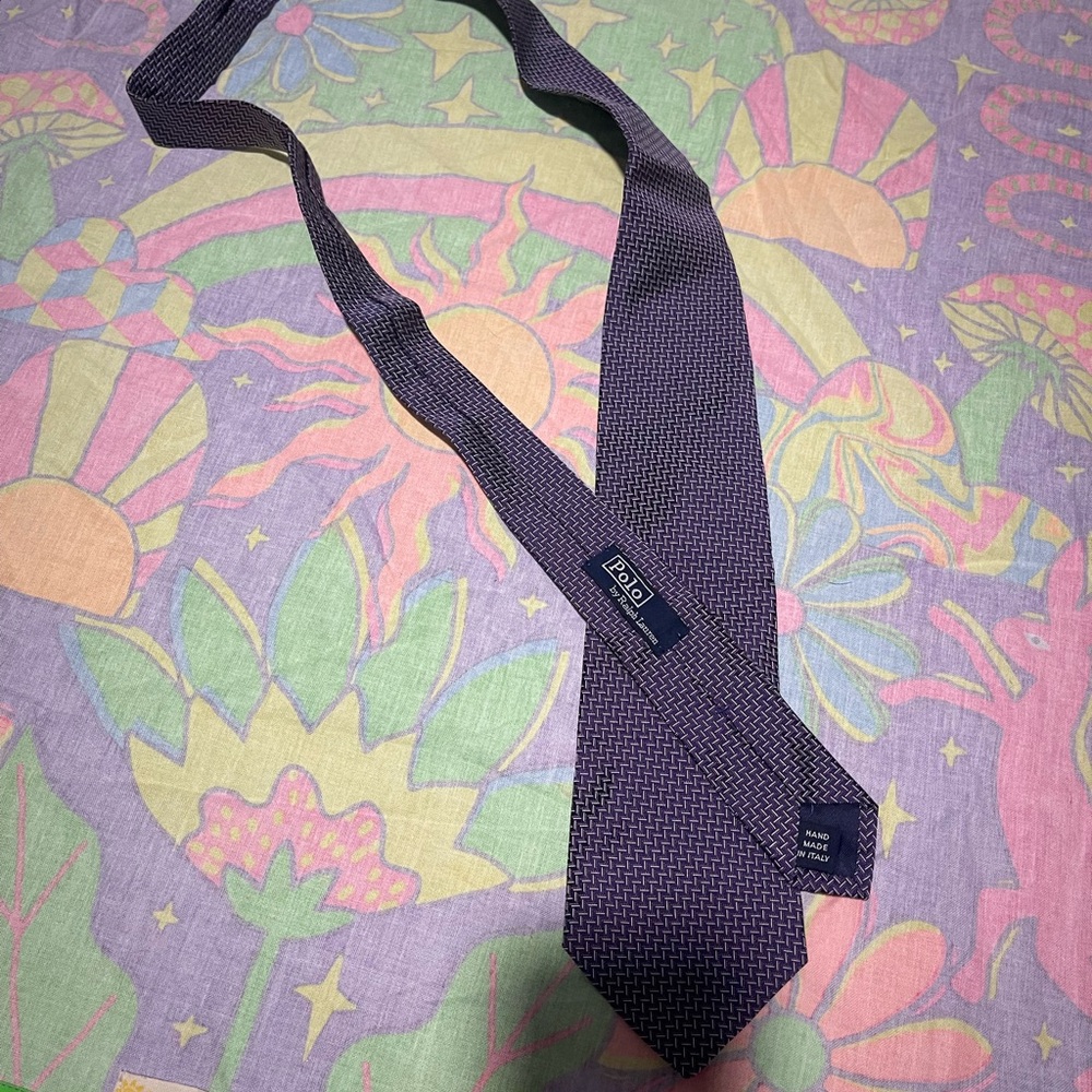 Polo by Ralph Lauren Dark Purple Geometric Silk Tie